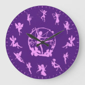 Unique Cute Fairy Pink Silhouettes Themed Grote Klok (Voorkant)