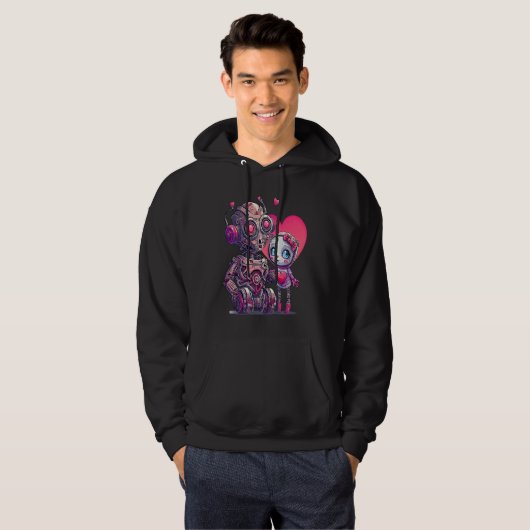 Unique Cute Robot Valentines Day Hoodie (Voorkant volledig)