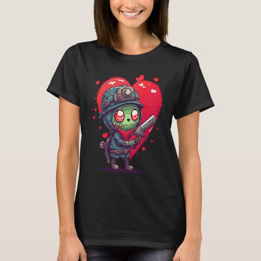 Unique Cute Zombie Valentines Day T-shirt (Voorkant)