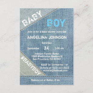 UNIQUE Denim Jeans Boy Baby Shower-uitnodigingen Kaart