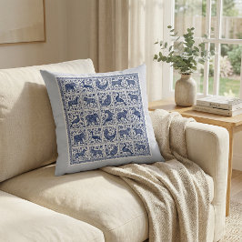 Unique design animals blue accent Throw Pillow Kussen