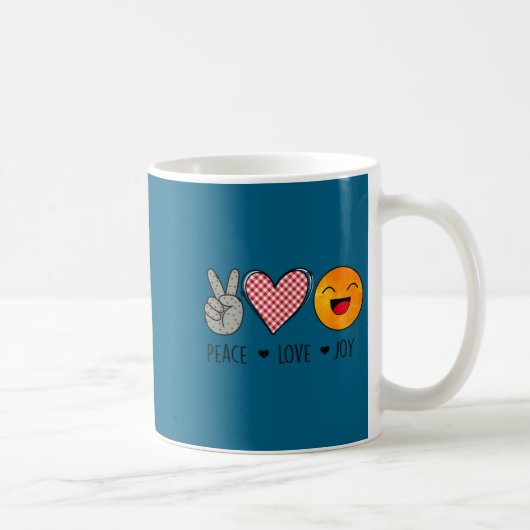 Unique Design Peace Love Joy Hapness Motivational  Koffiemok (Rechts)