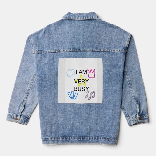 Unique Designs Iam Very Busy Denim Jacket (Achterkant)