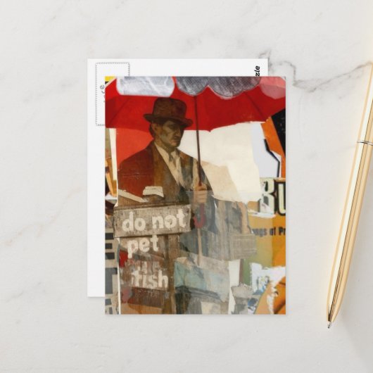 Unique Do Not Pet Fish Mixed Media Briefkaart (Voorkant / Achterkant in situ)