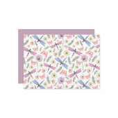 Unique Dragonflies & Butterflies Note Card Notitiekaartje (Voorkant / Achterkant in situ)