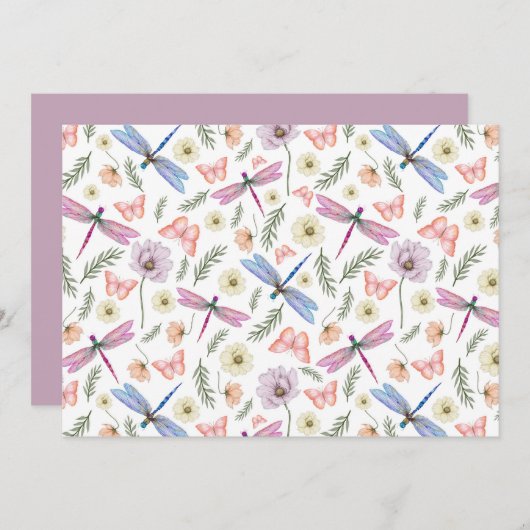 Unique Dragonflies & Butterflies Note Card Notitiekaartje (Voorkant / Achterkant)