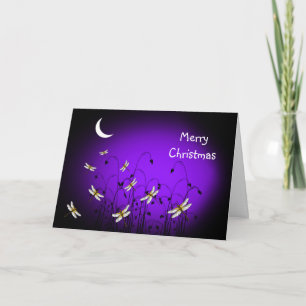 Unique Dragonflies Moon Merry Christmas Card Feestdagen Kaart
