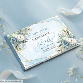 Unique Dusty Blue White Gold Flowers Sweet Sixteen Gastenboek