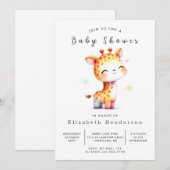 Unique Editable Giraffe Baby shower Kaart (Voorkant / Achterkant)