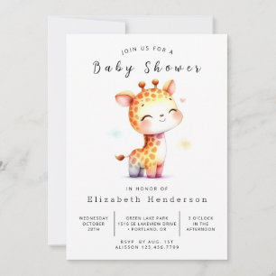 Unique Editable Giraffe Baby shower Kaart