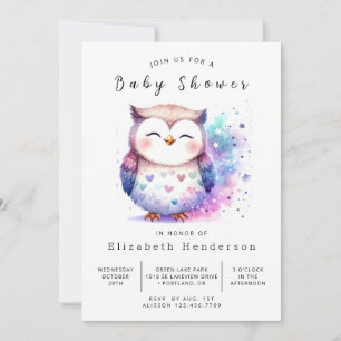 Unique Editable Owl Baby shower Kaart