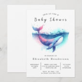 Unique Editable Whale Baby shower Kaart (Voorkant / Achterkant)