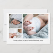 Unique Elegant Baby Boy Photo Collage Birth  Aankondiging (Achterkant)