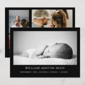 Unique Elegant Baby Boy Photo Collage Birth  Aankondiging (Voorkant / Achterkant)