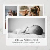 Unique Elegant Baby Boy Photo Collage Birth  Aankondiging (Voorkant / Achterkant)