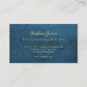 Unique elegant gold metallic frame blue leather visitekaartje (Achterkant)