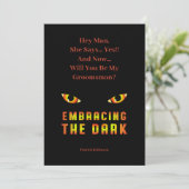 Unique Embracing the Dark Fiery Eyes Groomsmen Kaart (Staand voorkant)