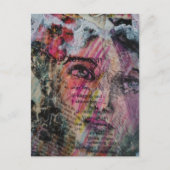 Unique face volcabulary mixed media collage briefkaart (Voorkant)