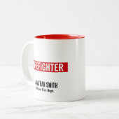 Unique Firefighter in Thin Red Line Tweekleurige Koffiemok (Voorkant links)