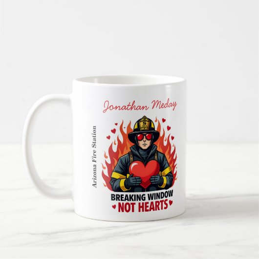 Unique Firefighter Love Black and Red Text Koffiemok (Links)