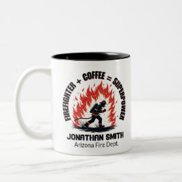Unique Firefighter or Fireman Coffee Superpower  Tweekleurige Koffiemok