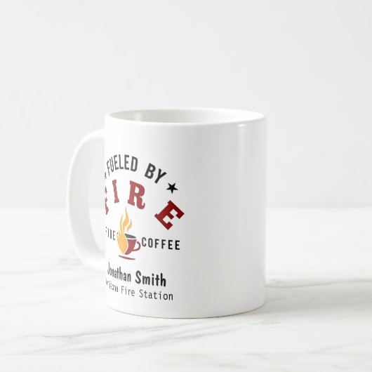 Unique Firefighter or Fireman With Fire Icon Koffiemok (Voorkant links)