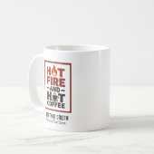 Unique Firefighter Red and Black Text Fire Icon Koffiemok (Voorkant links)