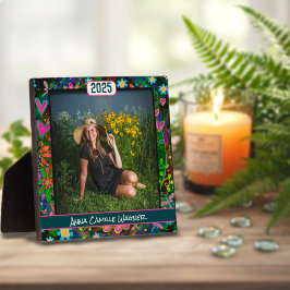 Unique Floral Afstuderen Custom StylishPhoto Name Fotoplaat