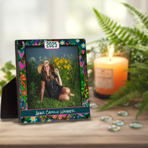 Unique Floral Afstuderen Custom StylishPhoto Name Fotoplaat