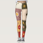 unique floral patch women's leggings  (Voorkant)