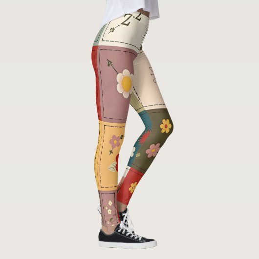 unique floral patch women's leggings  (Rechts)