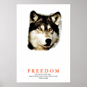 Unique Freedom Motivatie Wolf Poster Print