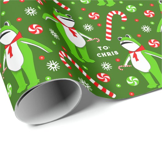 Unique Frog Christmas Holiday Gift Cadeaupapier (Rol Hoek)