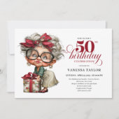 Unique Funny Lady 50th Birthday Humor Cartoon Kaart (Voorkant)