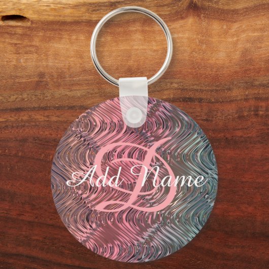 UNIQUE - Gepersonaliseerd Monogrammatisch roze gla Sleutelhanger (Voorkant)