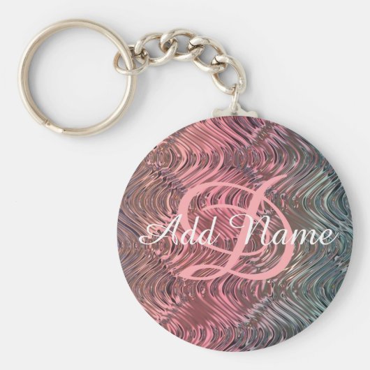 UNIQUE - Gepersonaliseerd Monogrammatisch roze gla Sleutelhanger (Voorkant)