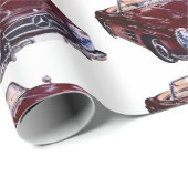 Unique Gift Wrap with Retro burgundy car Cadeaupapier (Rol Hoek)