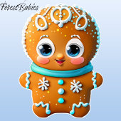 Unique Gingerbread Boy Cookie Cartoon Graphic Sticker