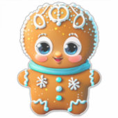 Unique Gingerbread Boy Cookie Cartoon Graphic Sticker (Voorkant)