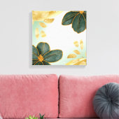 Unique Green Floral Wall Art with Gold Accents Canvas Afdruk (Insitu (Woonkamer))