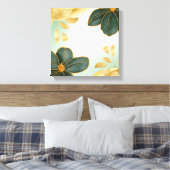 Unique Green Floral Wall Art with Gold Accents Canvas Afdruk (Insitu (Slaapkamer))