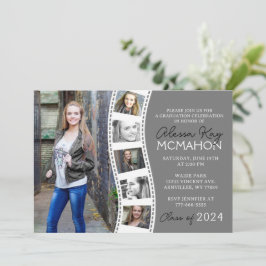 Unique Grey & White Filmstrip 6 Foto Afstuderen Kaart