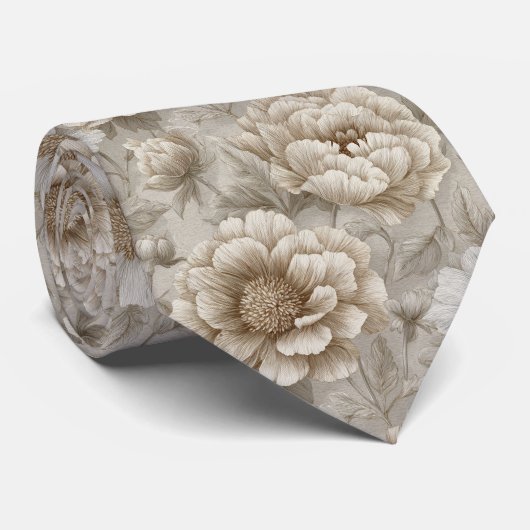 Unique Groomsmen Gift Peonies Flower Stropdas (Opgerold)