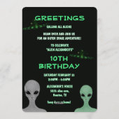 Unique Hand Drawn Aliens Kid's 10th Birthday Party Kaart (Achterkant)