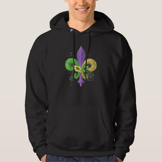 Unique Hand Drawn Fluer De Lis Mardi Gras Carnival Hoodie (Voorkant)