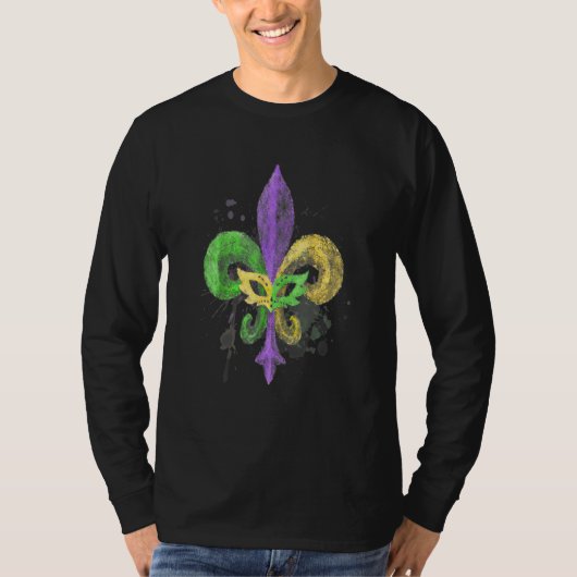 Unique Hand Drawn Fluer De Lis Mardi Gras Carnival T-shirt (Voorkant)