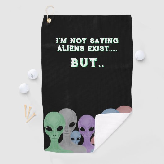 Unique Hand Drawn Multi Coloured Aliens Golfhanddoek (Insitu)