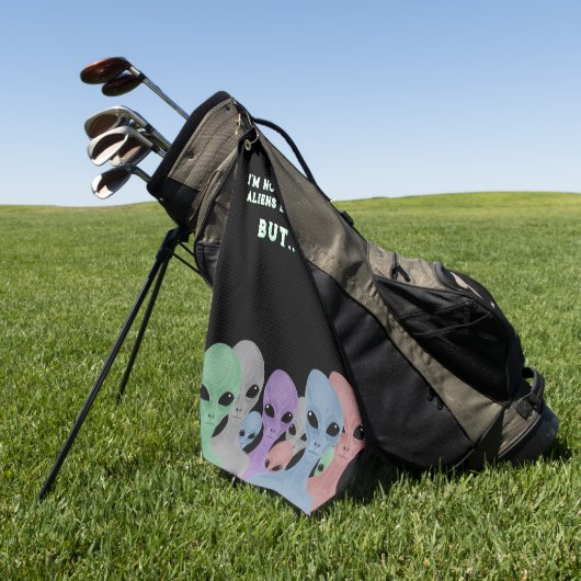 Unique Hand Drawn Multi Coloured Aliens  Golfhanddoek (Groen)