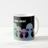 Unique Hand Drawn Multi Coloured Aliens  Koffiemok (Voorkant rechts)