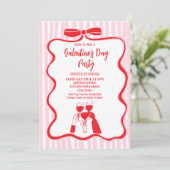 Unique Hand Drawn Pink Red Galentine's Day Party Kaart (Staand voorkant)